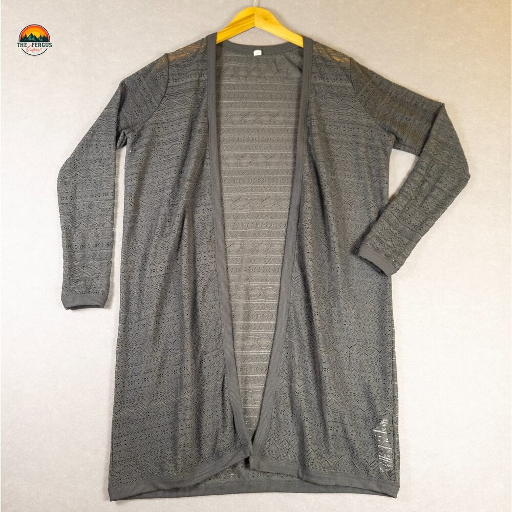 Yitty Cardigan Sweater Gray Long Sleeve Open Front Knitted Oversized Women's XL